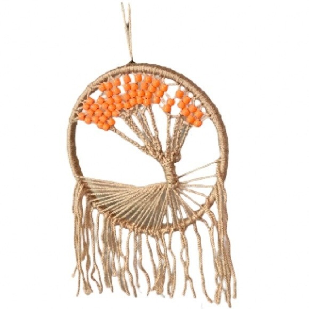 Tree of Life Boho Wall Hanging Orange Tan Wall Art Home Decor 9.5 inches